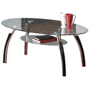 The Seconique Elena coffee table combines a classic oval top with a frosted glass undershelf and