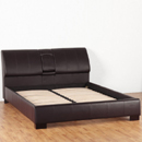 The Seconique Mercedes brown leather look bed features a unique retractable arm rest in the