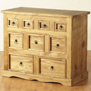 The Seconique Mexican merchant 4 plus 3 plus 2 chest features 9 drawers of varying sizes creating
