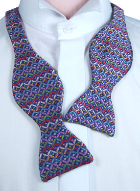 Unbranded Self-Tie Multi-Coloured Squares Silk Bow Tie