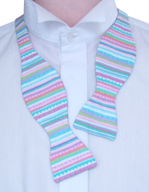 Unbranded Self-Tie Pastel Stripes Bow Tie