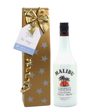 Send a bottle of Malibu  a smooth  natural and light -bodied coconut rum to add the unique and