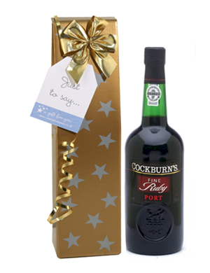 Send a bottle of Cockburn`s Fine Ruby Port  a blend of young wines from various years  aged for