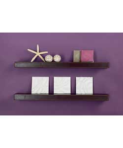 Set of 2 Faux Leather Floating Shelves - Brown