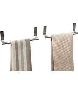 Unbranded Set of 2 Overdoor Tea Towel Rails - Silver