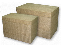 Set of 2 Soft Rush Rectangle Chest Storage Baskets