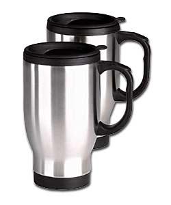 Unbranded Set of 2 Thermos Insulated Travel Mugs