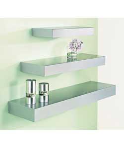 Set of 3 Metal Illusion Shelves - Silver