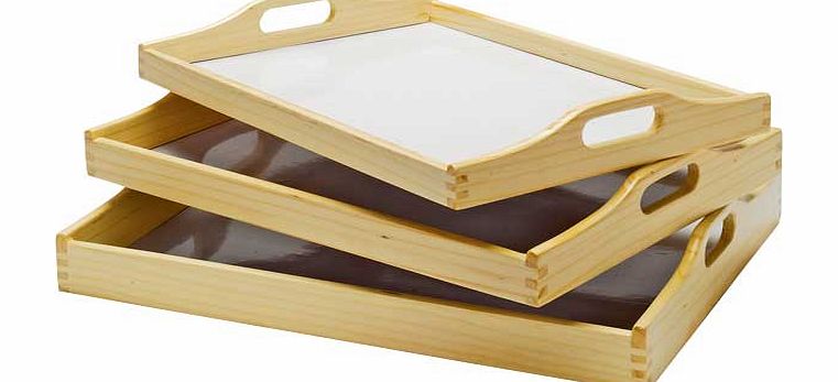 Unbranded Set of 3 Wooden Serving Trays