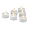 These battery powered tea lights flicker like real candles without smoke, flame or melting wax.