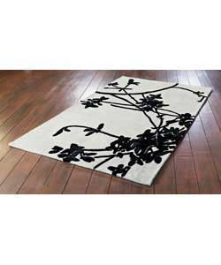 Unbranded Shadow Branch Wool Rug - Cream and Black 180 x 120cm
