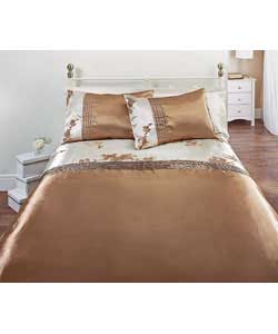Includes duvet cover and 2 pillowcases.Top 100% polyester satin.Reverse cream 50% polyester/50%