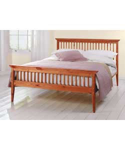 Shaker Solid Pine Double Bed with Firm Mattress - Caramel