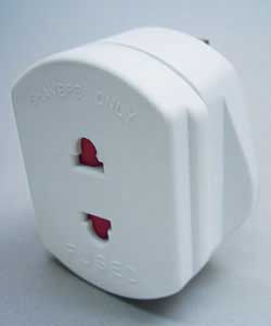 Enables electrical shaver or toothbrush to be connected to a standard 3-pin mains socket.