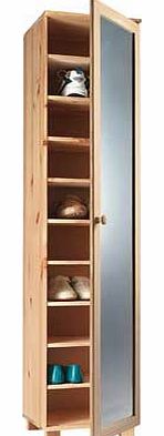 Unbranded Shoe Storage Cabinet with Mirror - Solid Pine