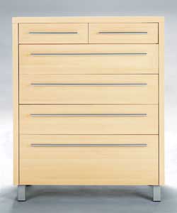 Sicilia Chest with 4 Wide and 2 Narrow Drawers - Maple