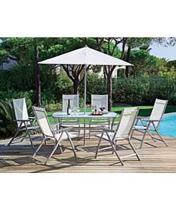 Unbranded Sicily 6 Seater White Patio Set - Express Delivery