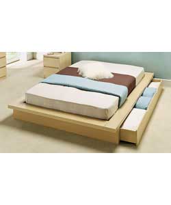 Sienna Oak Double Bed with 2 Drawers and Comfort Mattress