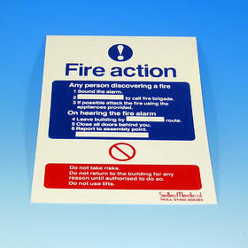 Unbranded Sign Fire Action 175 x 250mm Adhesive