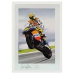 Signed Valentino Rossi print by Sue Worthy
