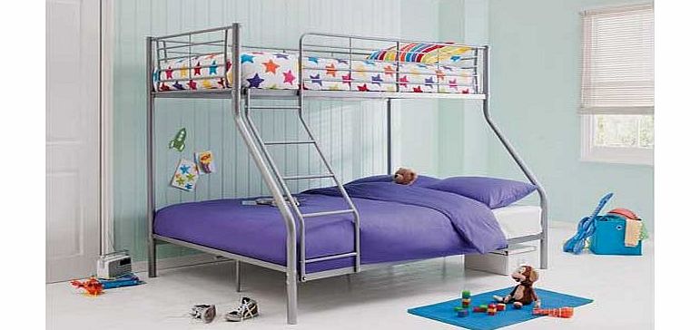 Unbranded Silver Metal Triple Bunk Bed Frame with Bibby