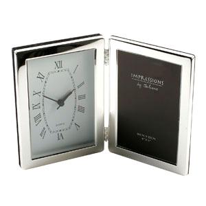 Unbranded Silverplated Clock and 4 x 6 Photo Frame