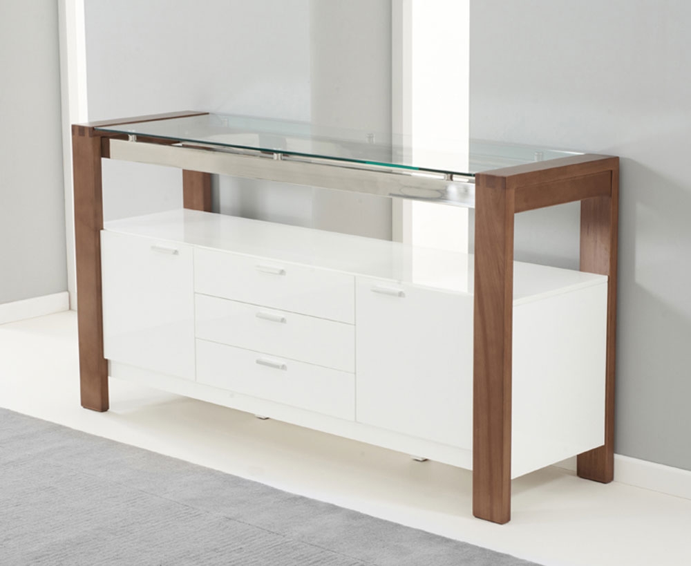 Unbranded Simone Walnut and White Gloss Sideboard