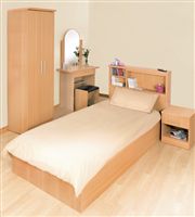 A fantastic range of stylish beech-effect bedroom furniture. Height of headboard 94.5cm