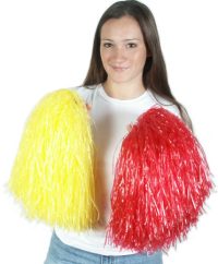 Become a Cheerleader and support your team with these solid colour pom-poms. The holders loop over