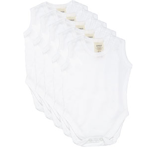 Unbranded Sleeveless Bodysuit, White, 18-24 Months, Pack of 5
