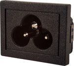 · 3-pin mains power inlet  as found on many of today``s laptop power supplies · Rated at 2.5A AC 2