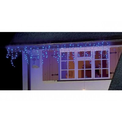 A set of blue LED snowing icicle Christmas Lights in the form of snowing icicles