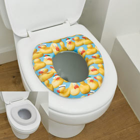 This soft padded trainer seat for children fits inside a standard toilet seat 