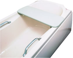 Extremely comfortable padded bath board. Covered i