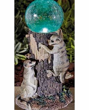 This garden ornament has a lovely meerkat design. Watch it glow bright at night with a solar powered. colour changing ball light. Features a solar powered colour changing ball light. Size H30.5. W16cm. No wiring required. Bulbs required: 1 x 0.06W LE