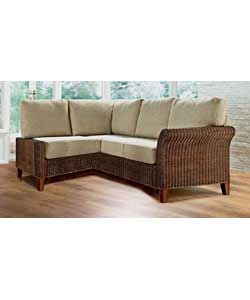 Solaria has an attractive woven rattan frame featuring wing style arms and an upholstered back. Cush