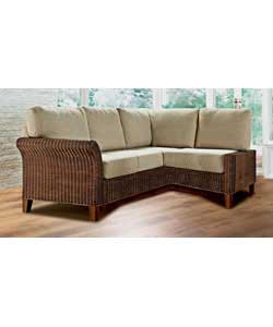 Solaria has an attractive woven rattan frame featuring wing style arms and an upholstered back. Cush