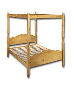 Frame Only.Honey coloured solid pine 4 poster bed