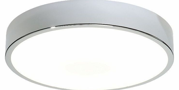 Steel and acrylic, flush mounted ceiling light. Features: IP44; Zone 2; Contemporary; Max. 28W; Low Energy; Model No: 50150. Specifications: 240V. W x D x H: 300 x x 78mm. Transformer included. This luminaire is compatible with bulbs of the energy cl