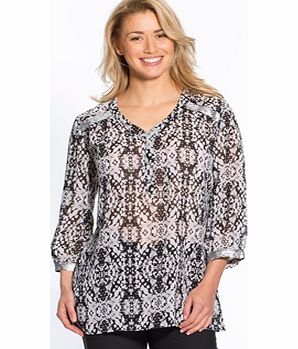 Unbranded Sparkly Printed Voile Tunic Blouse