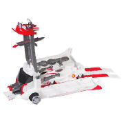 The Speed Racers battle stunt playset features rig hauler that transforms into a working customised 