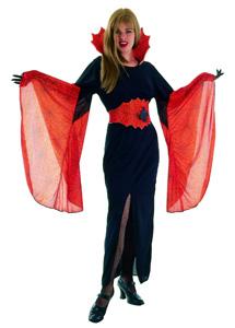 Costume includes black dress with orange stand up collar and matching belt. One size fits most.