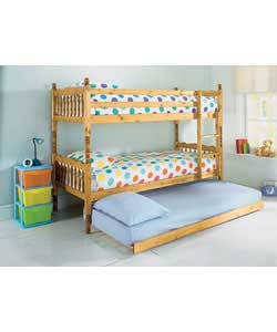 Spindle Single Pine Bunk Bed with Trundle