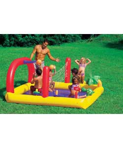 Basket ball and ring toss games, including 2 x 8in basketballs.Water sprayer attaches to garden hose
