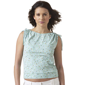 Cool and fresh waist-length top with slash neck, r