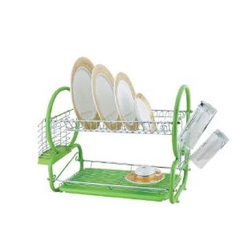 This superb 2-tier dish rack is a simple and elegant solution to your kitchen storage needs.A heavy duty chrome plating makes this drainer rust resistant and durable. It comes with detachable utensil and glass holders, and a removable plastic drip tr
