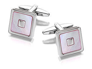 Unbranded Square-Pink-Shell-Cufflinks-015323