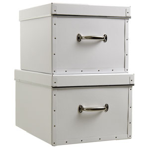 Unbranded Square Storage Boxes, White, Set of 2