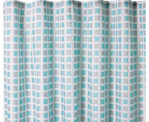 A great addition to any bathroom. this mould resistant shower curtain features an attractive blue and grey square design. This shower curtain is easy to put up and includes curtain rings for hanging. Good quality and fantastic value for money. it add