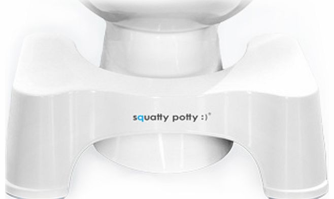 SquattyPotty Ecco Toilet Aid. Helps you to achieve correct squatting position. Allows healthier, more complete bowel elimination. Helps to prevent constipation, haemorrhoids, bladder weakness and bowel disorders. Stores neatly beneath toilet bowl.